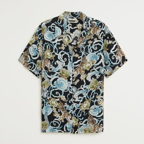 Mango Other - Mango Tiger Print Flowy Button Down Top